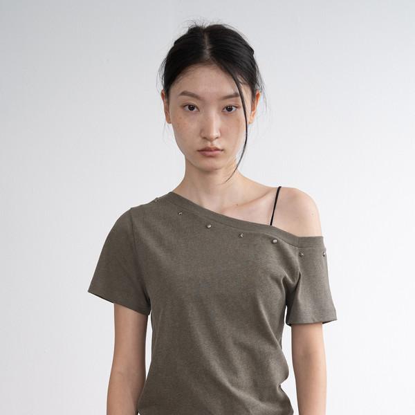 Pigment Stud Off Top (Khaki)