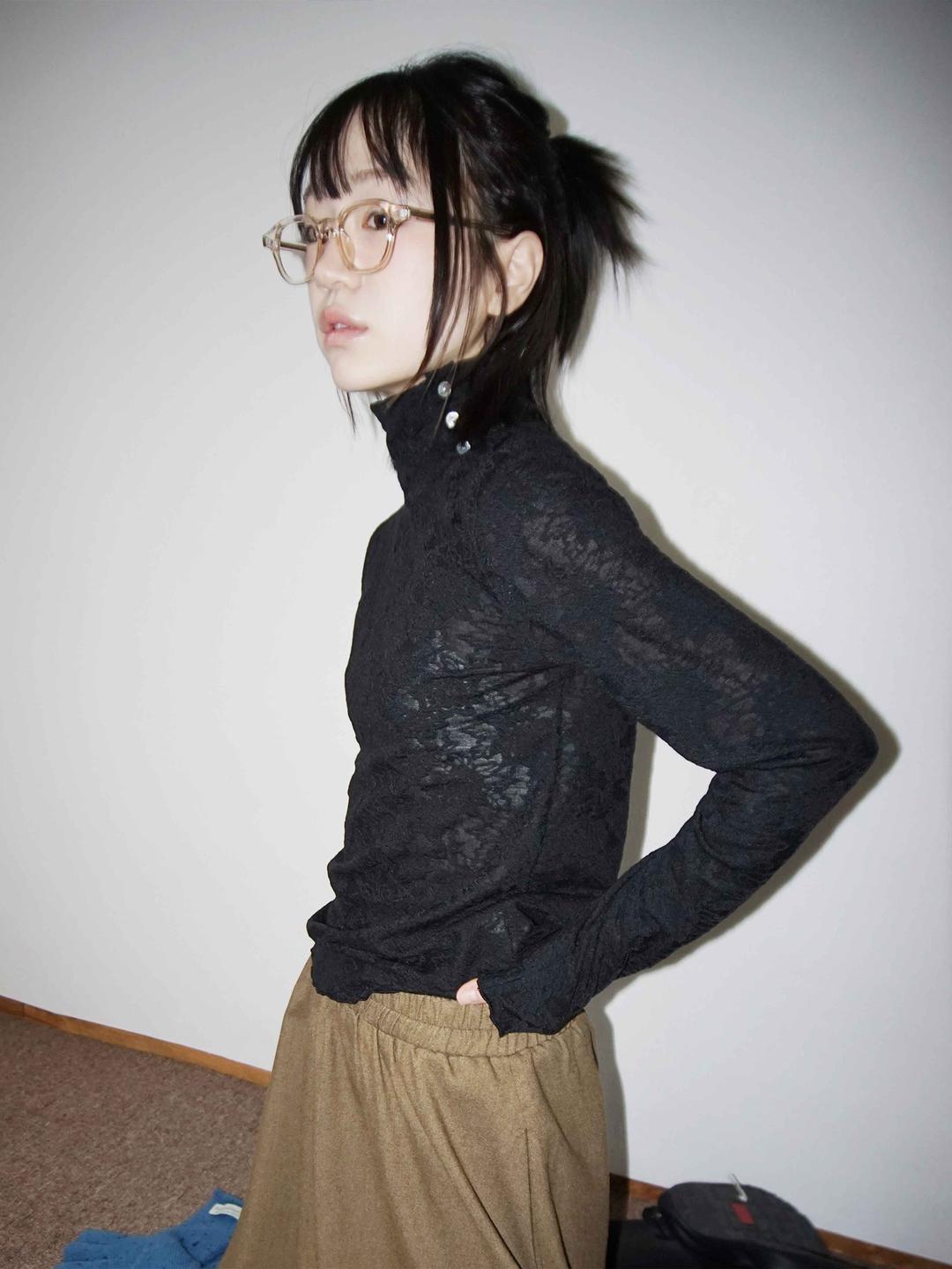 [9.hope] 소공녀 lace pola T (black)