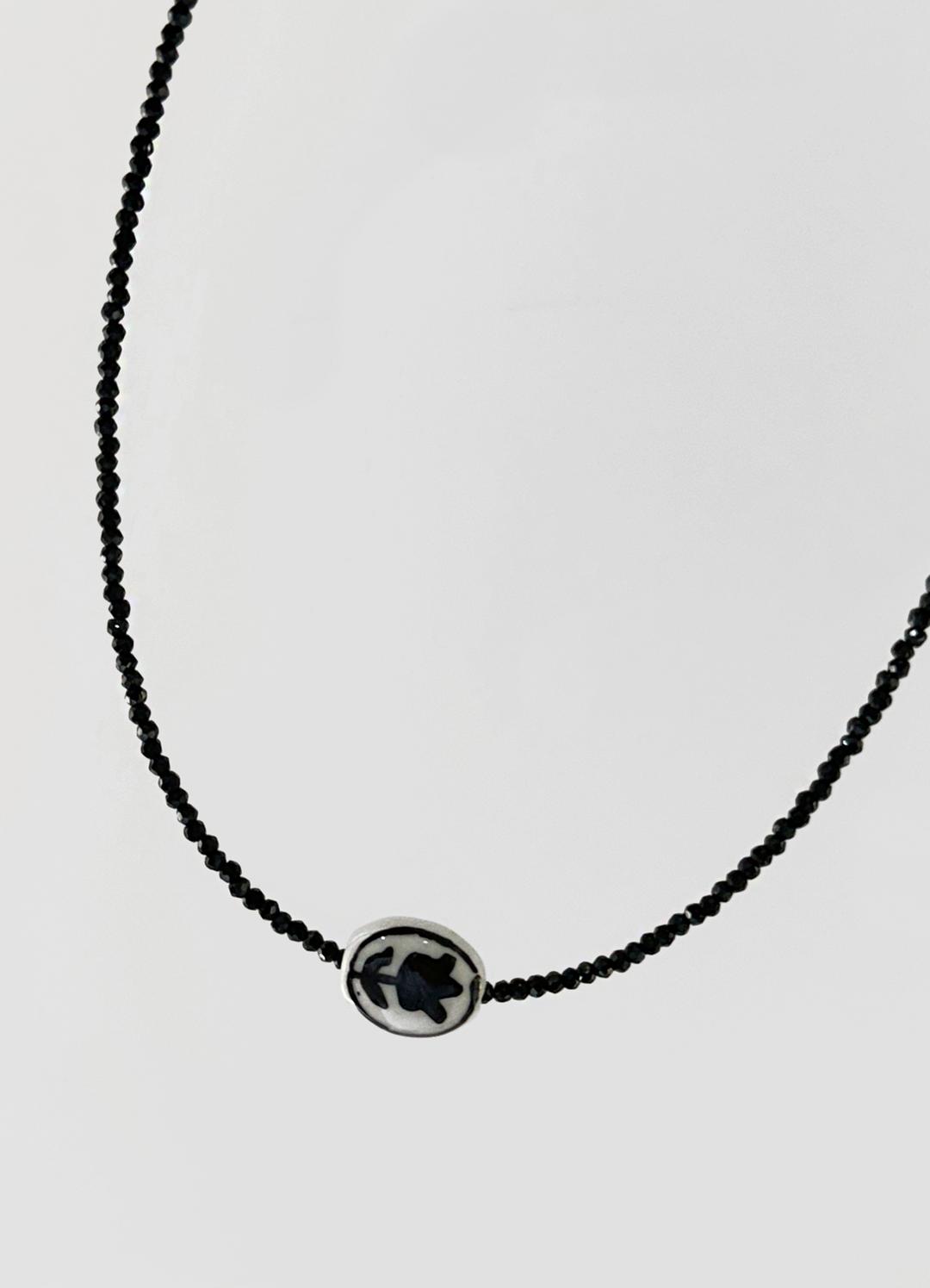 Ceramic  Rose Black  Beads Choker.