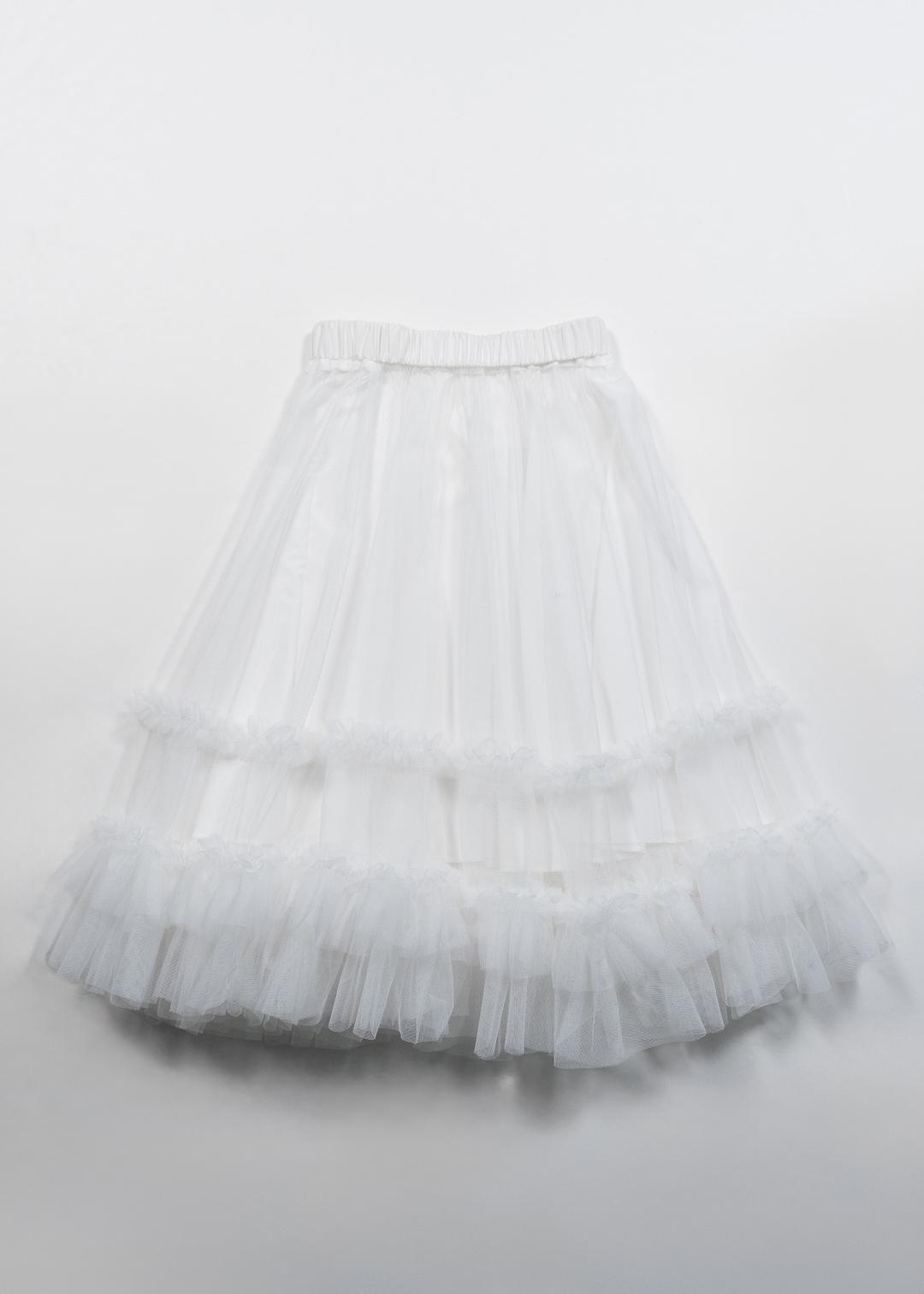 [12/3 출고]TULLE FRILL RUFFLE SKIRT - WHITE