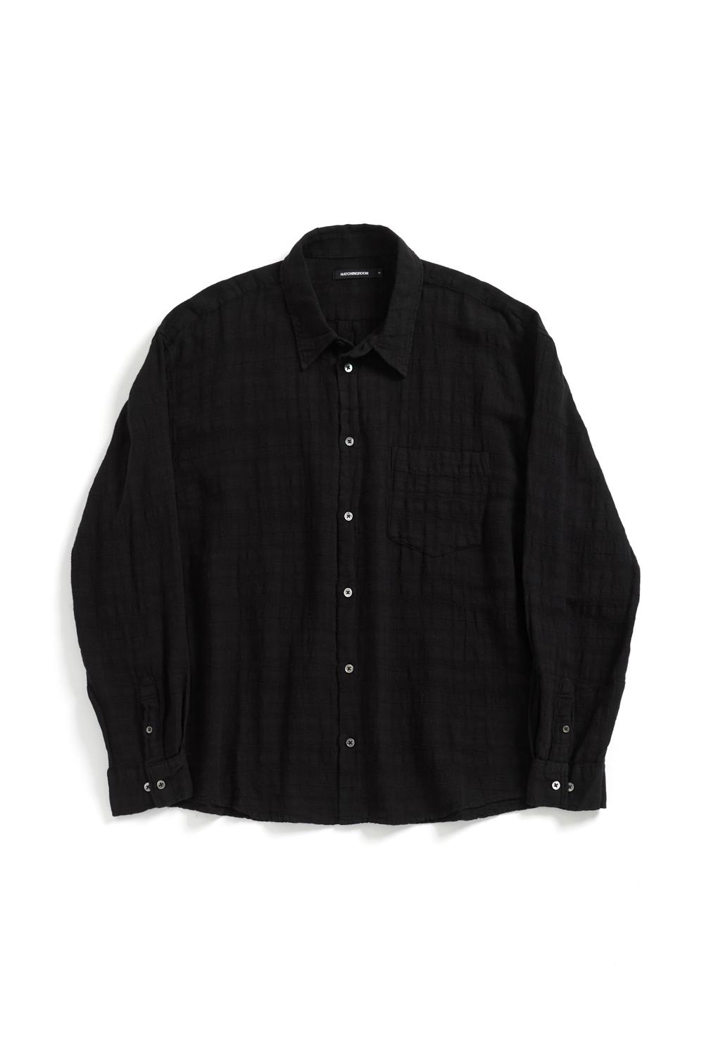 Classic Shirt Gauze Stripe Over Dyed Black (Restock)