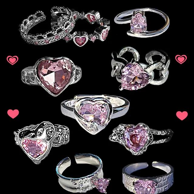 y2k 키치 핑크 오픈반지 모음전 Pink rings collection 분홍 핑크 공주 반지 오픈링 우정링 우정반지