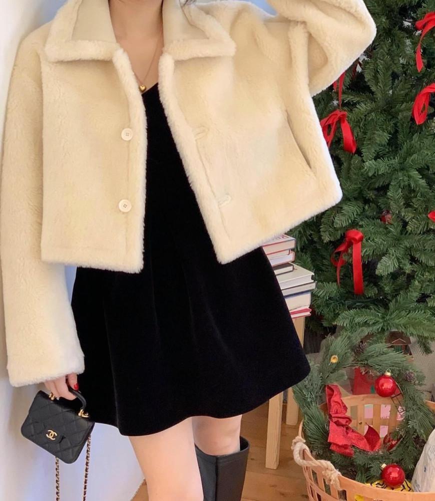 겨울 Crazy sale[크림당일]Miel 숏 무스탕 리버시블