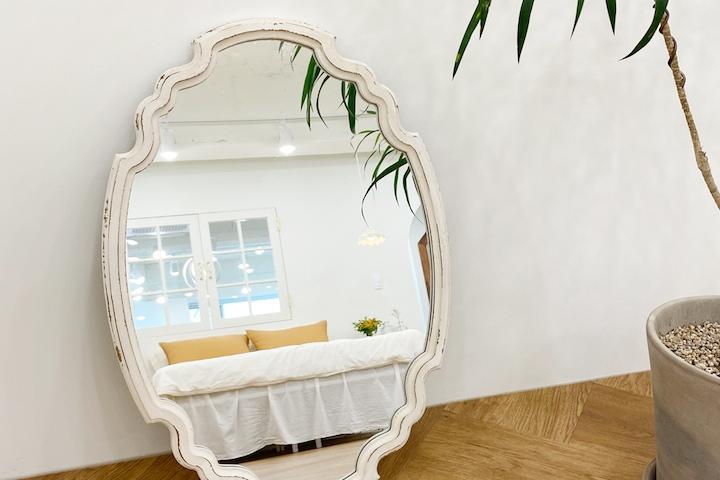 르마레 타원형 빈티지 프렌치 쉐비 화이트 벽거울