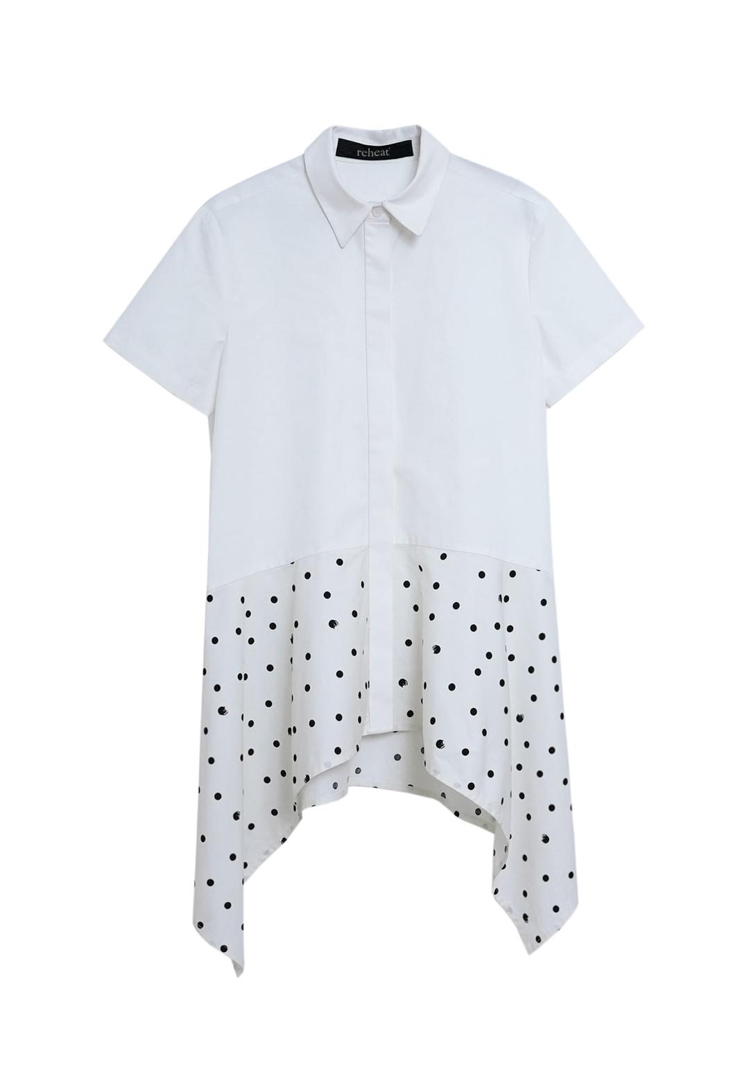 CAT DOT FLARE SHIRT_WHITE