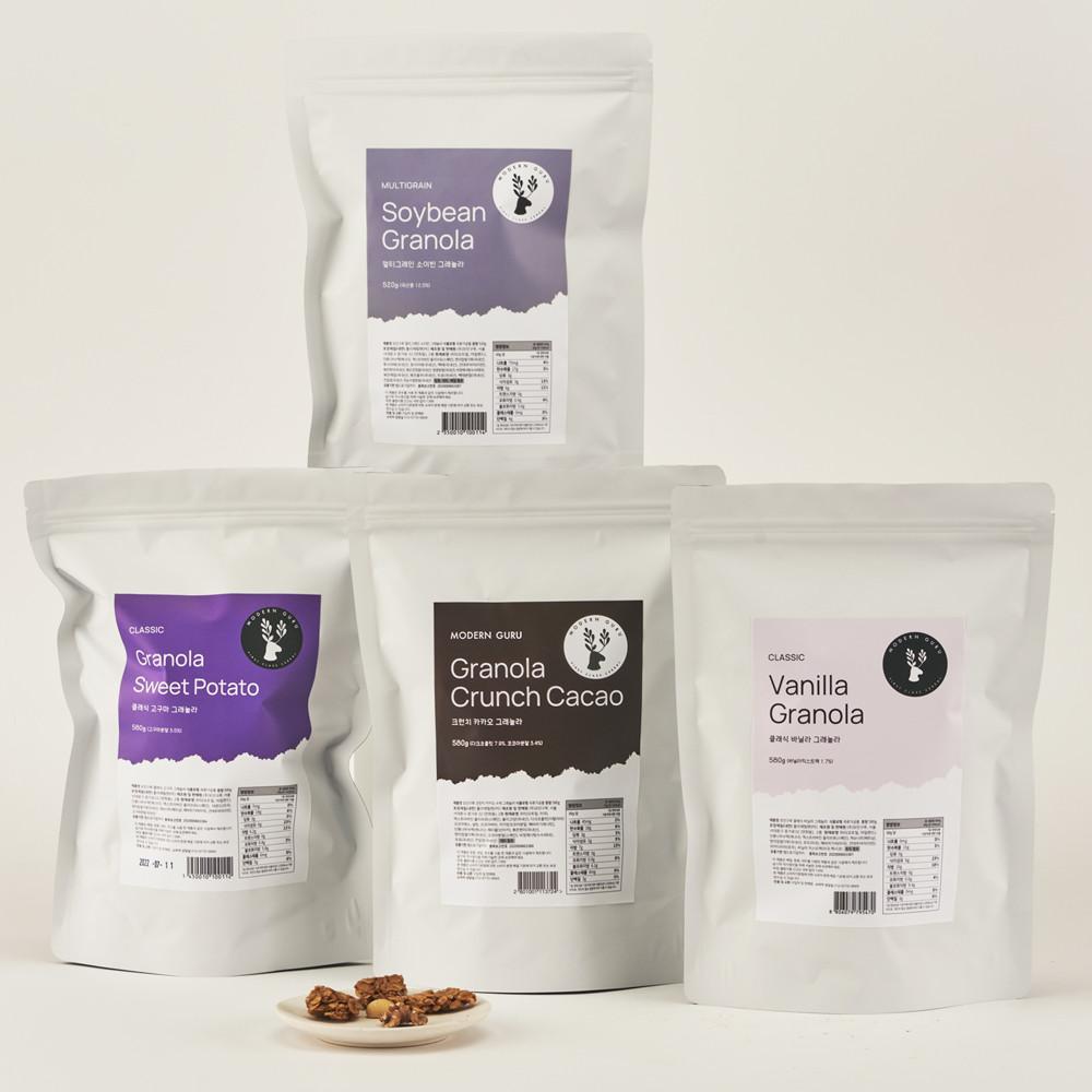 모던구루 내맘대로 대용량 수제 그래놀라 팩 580g 무설탕 뮤즐리 저당 시리얼