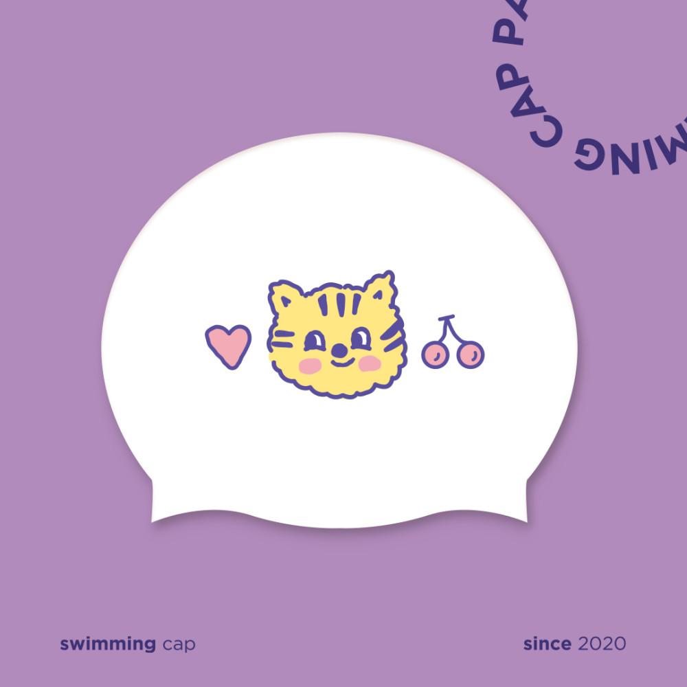 피카스위밍 호고랑이 호랑이 고양이 제작수모 실리콘 수영모자