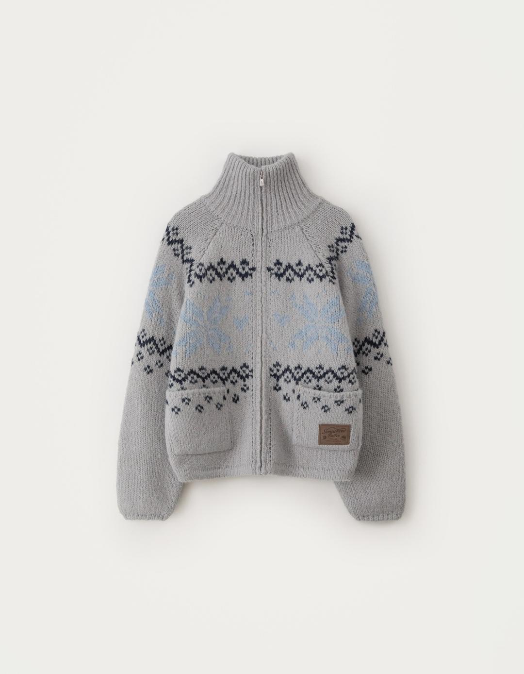 [Release] 1.5 출고 Igloo Nordic Knit Zip-Up Jumper - Light Grey