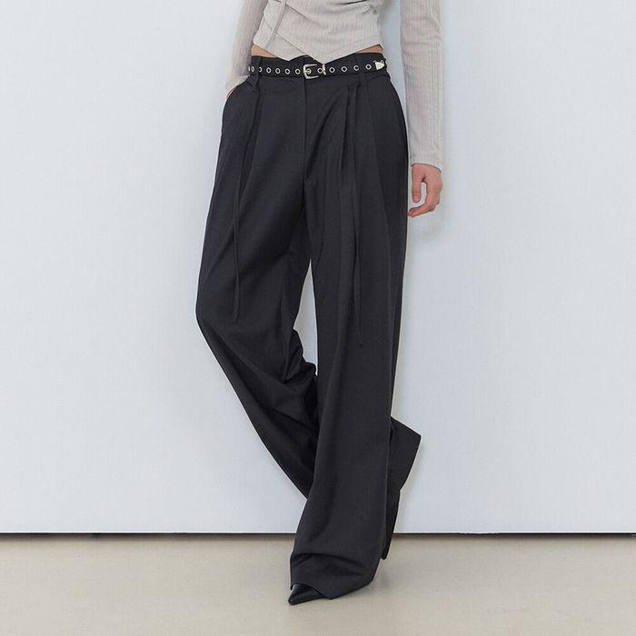 Double Belt Slacks, Charcoal