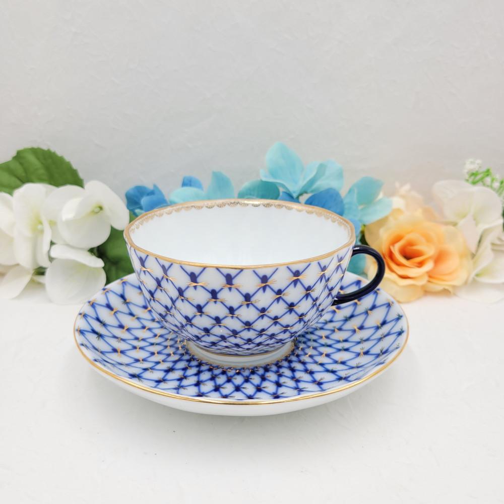 [중고]로모노소프 코발트넷 튤립 찻잔 (OEM)