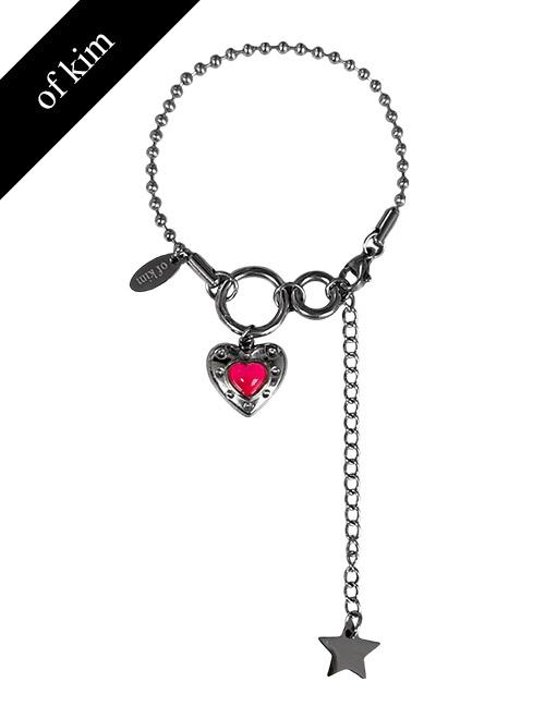 (OFK.MADE/surgical) Color Pop Heart Bracelet - Pink