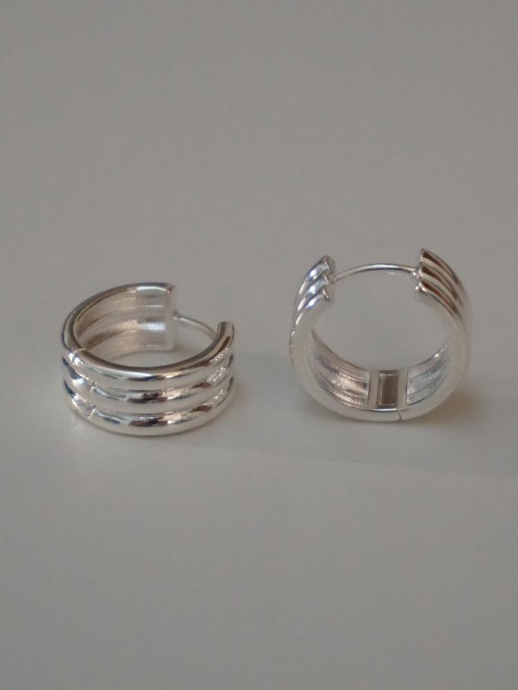 마고 925 트리플 라운드 코일 원터치 귀걸이