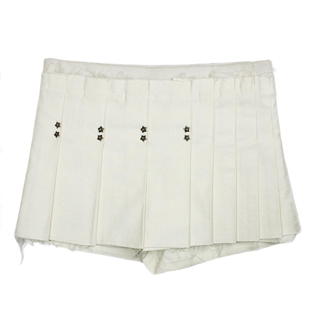Star rivet pleated skirt (Ivory)