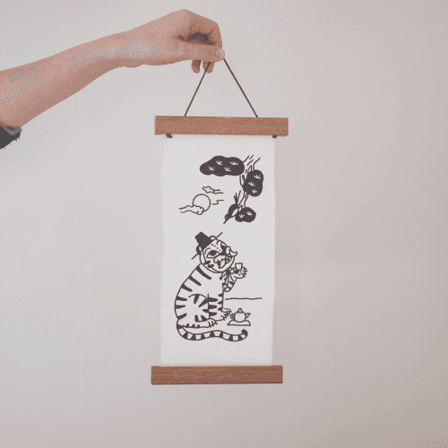 맥파이앤타이거 호작도 패브릭 족자