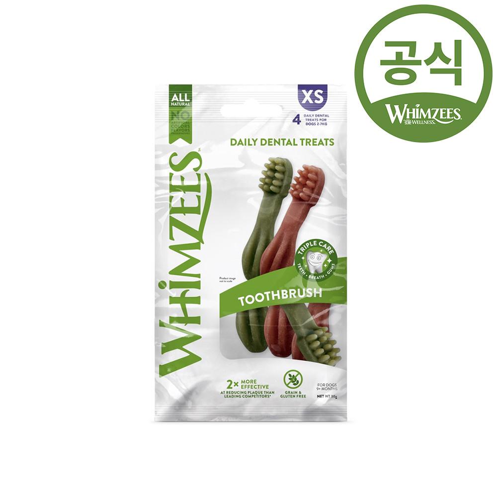 [알림받기 전용 샘플] 윔지스 강아지 덴탈껌 치석 감소 효과 인정 칫솔 모양 플로우랩 4P