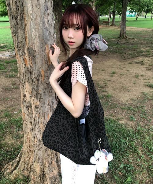 [라라진 PICK]leopard pattern eco bag (DG)