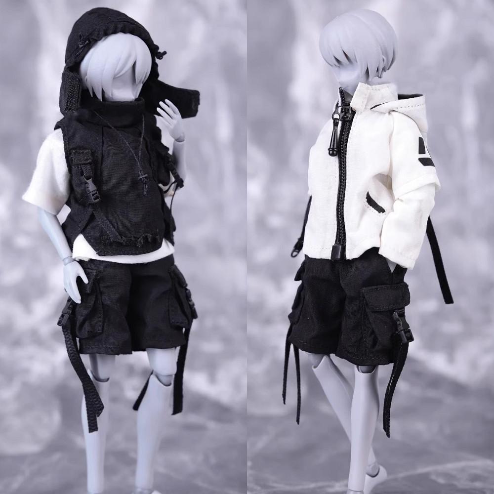 HASUKI CS012 6인치 여성 트렌디 후드 카고 팬츠 의상 루즈 1/12 피규어