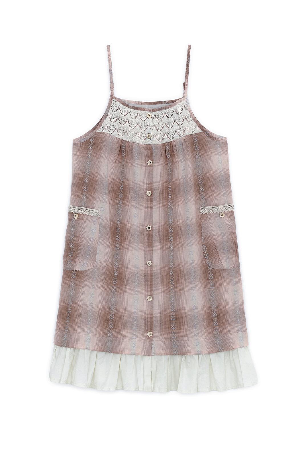 Mori button layered dress (Pink)