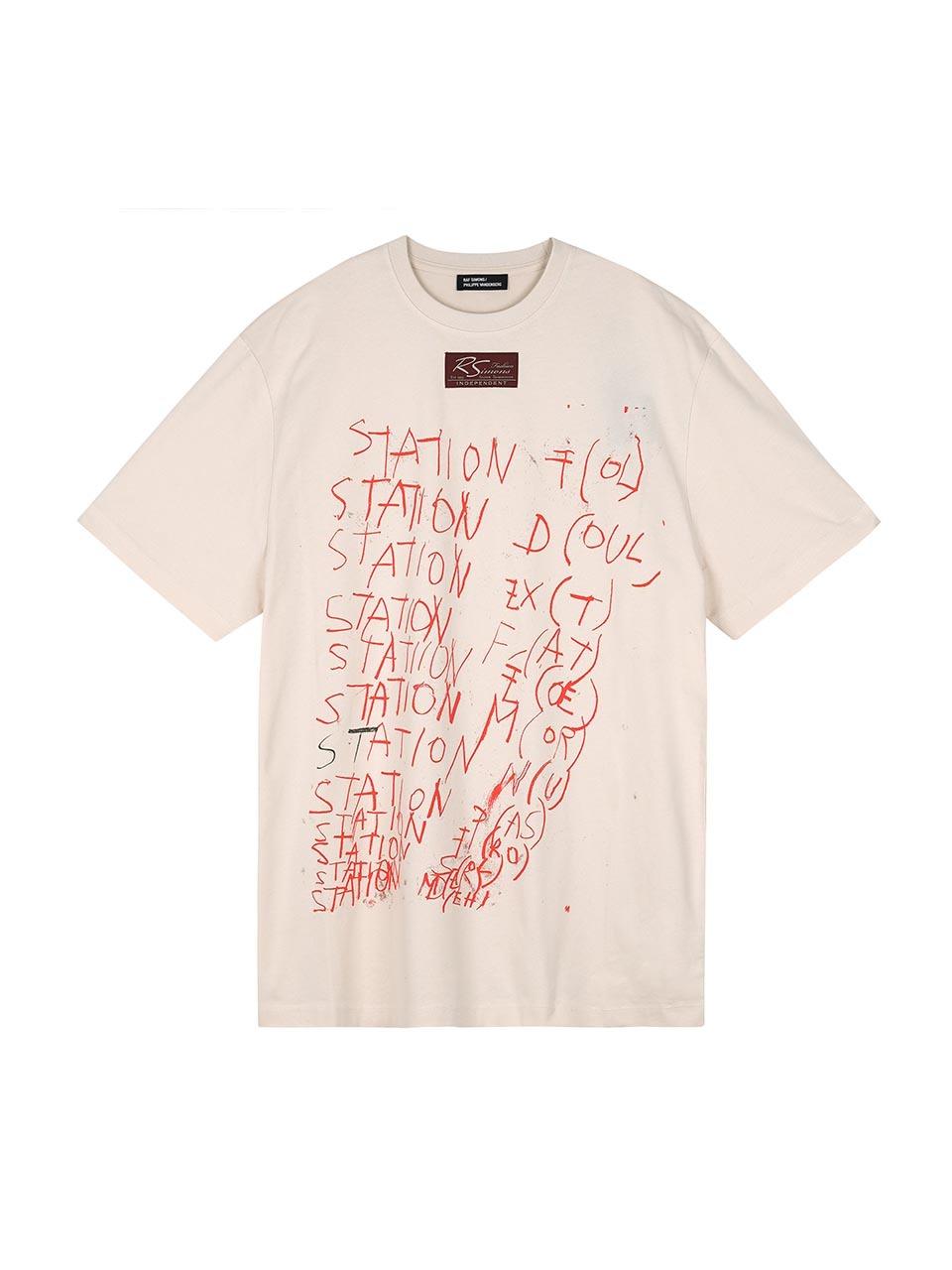 RAF SIMONS - STATION T SHIRT (BEIGE)