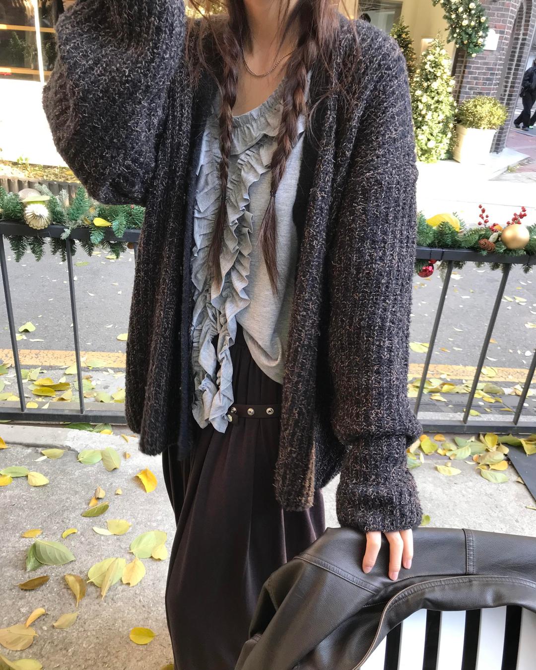 fuzzy boucle cardigan