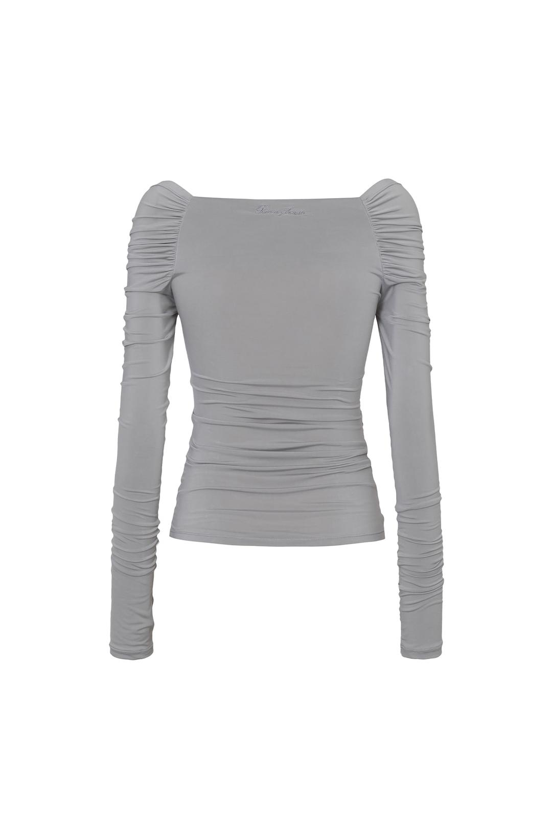 DRAPED OFF SHOULDER TOP grey