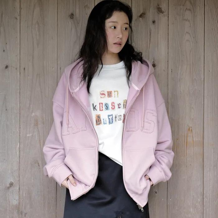 Penny logo hoodie zip-up (pink)
