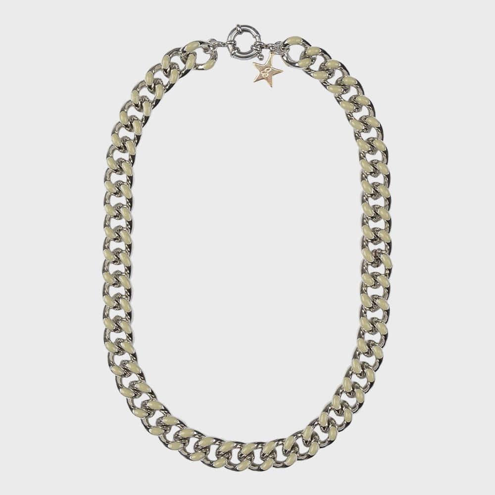 COLOR BOLD CHAIN NECKLACE (BEIGE)