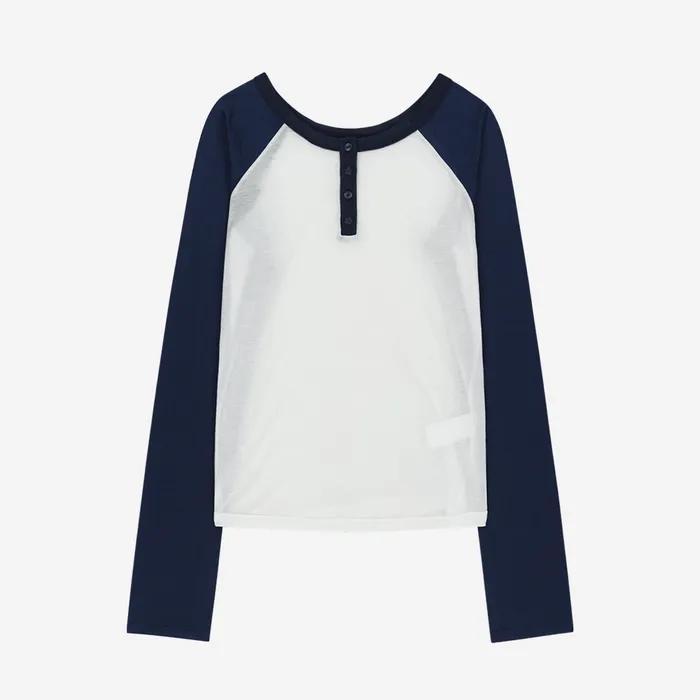 Henley Raglan Long Sleeve / Navy