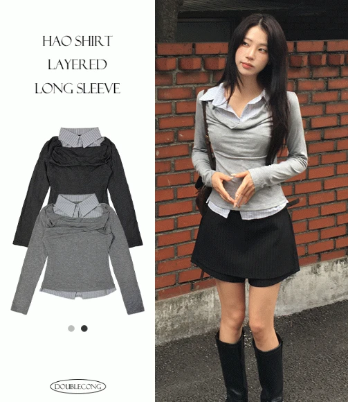 [일체형/레이어드]하오 셔츠 레이어드 긴팔(2colors)