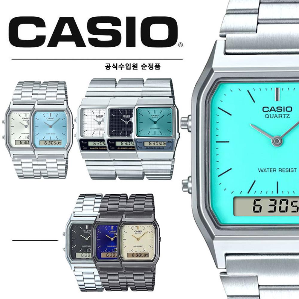 카시오 AQ230A-7 AQ800E-1 레트로 빈티지시계 전자 아날로그 메탈시계 AQ-230A-1D