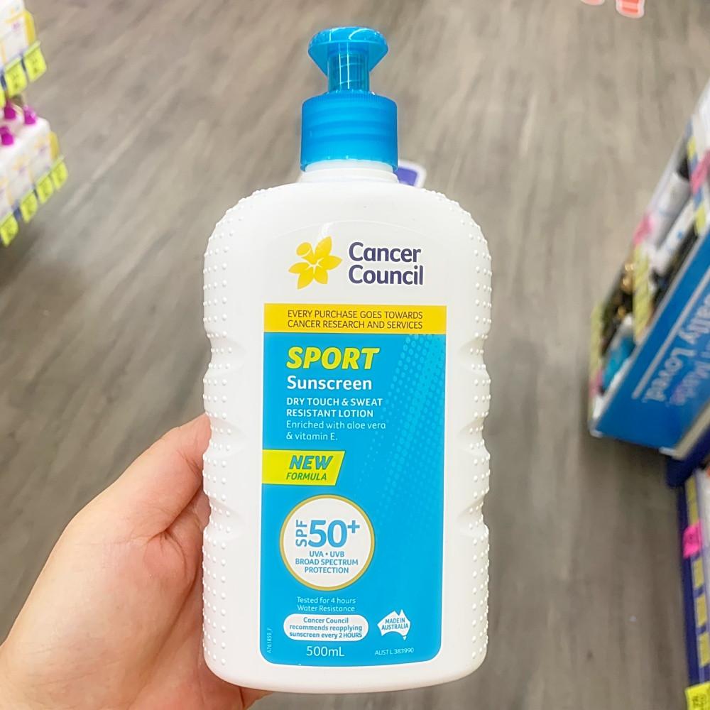 캔서 카운슬 스포츠 선크림 SPF 50 500ml Cancer Council Sport Sunscreen