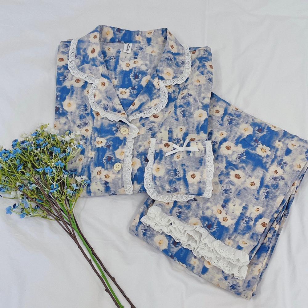 가을잠옷 레이스 블루밍 긴팔잠옷 파자마