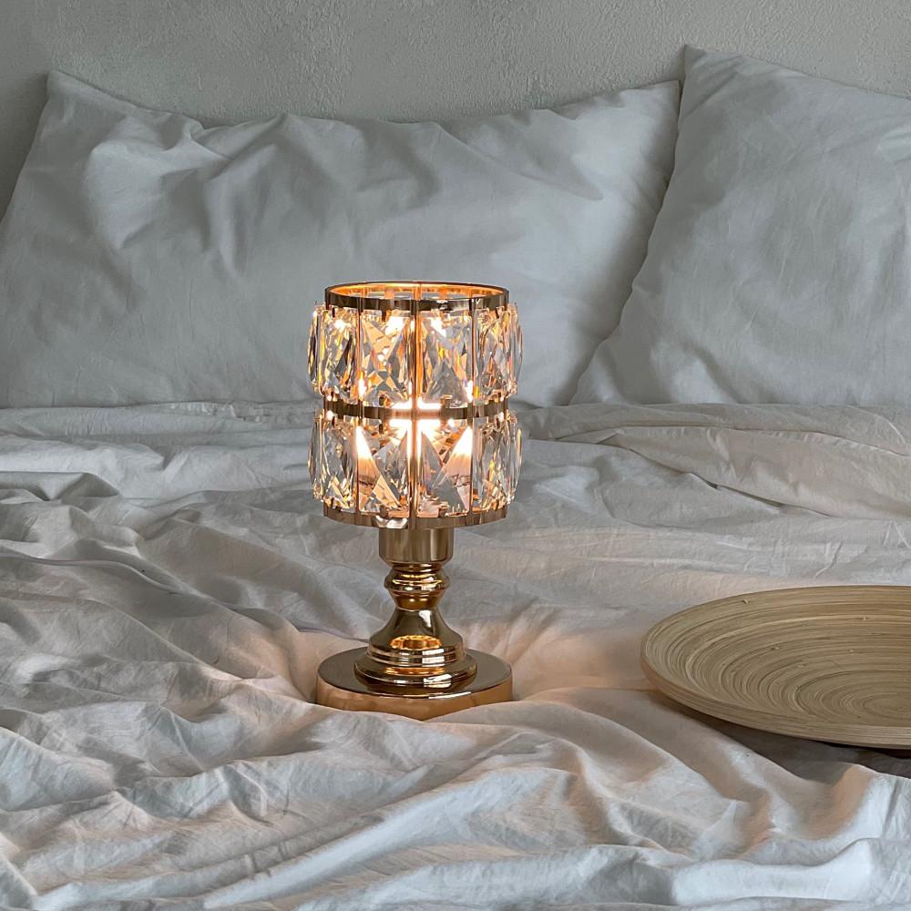신혼집 집들이선물 샤이닝 엔틱 골드 크리스탈 빈티지 침실 스탠드 무드등