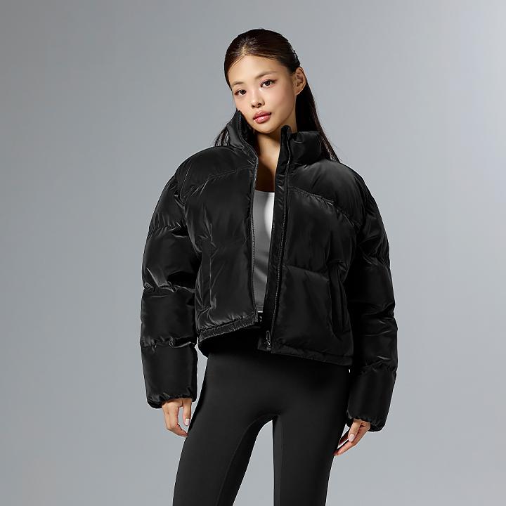 글로시 푸퍼 크롭 점퍼