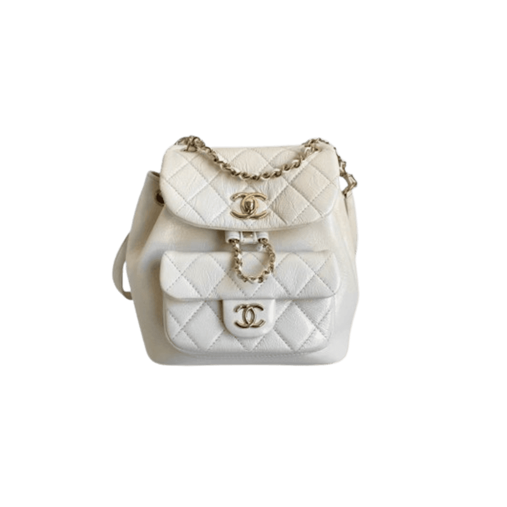 샤넬 스몰 백팩 카프스킨 & 골드 메탈 화이트