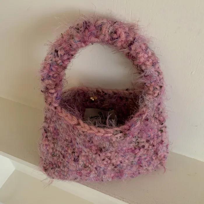 [Handmade] ato fur mini tote bag (pink)