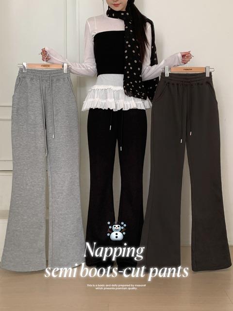 [단독][기모바지🔥] #MADE 케인 기모 밴딩 세미부츠컷 팬츠 (44~88) (빅사이즈-트레이닝팬츠-기모트레이닝바지-빅사이즈부츠컷팬츠-밴딩바지-밴딩팬츠-트레이닝나팔바지)