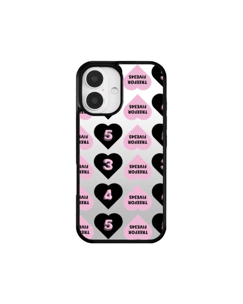 PINK HEART 345 글라스 범퍼 미러 케이스 아이폰 16 (+맥세이프 추가 가능) / 트리포파이브345