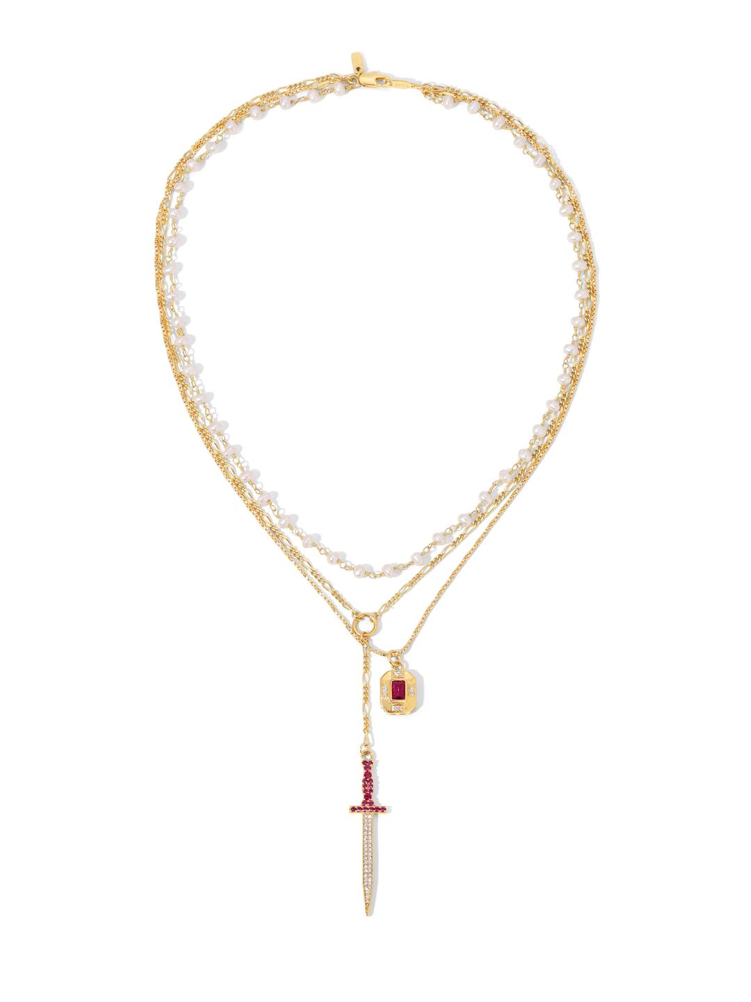 The Alice Dagger Necklace - Ruby / Layered / One Size