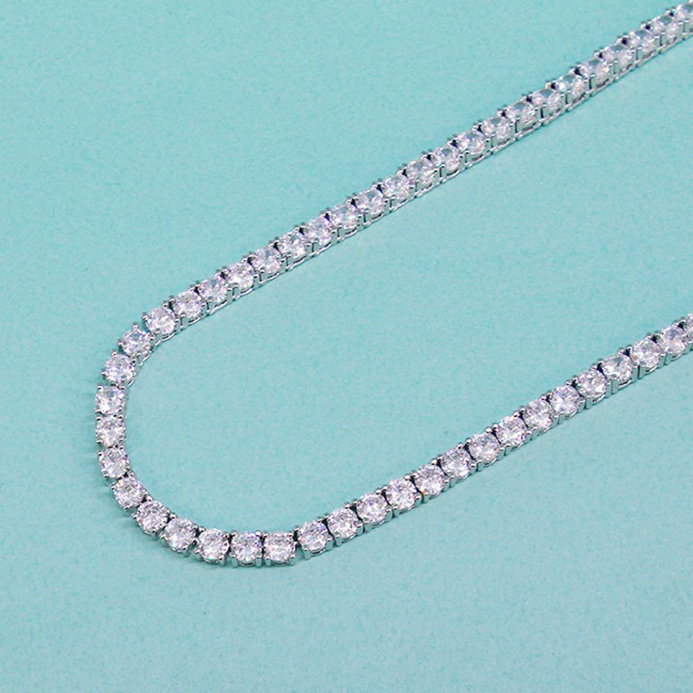 [스몰굿띵] 프롱세팅 4mm 라운드 큐빅 지르코니아 테니스목걸이