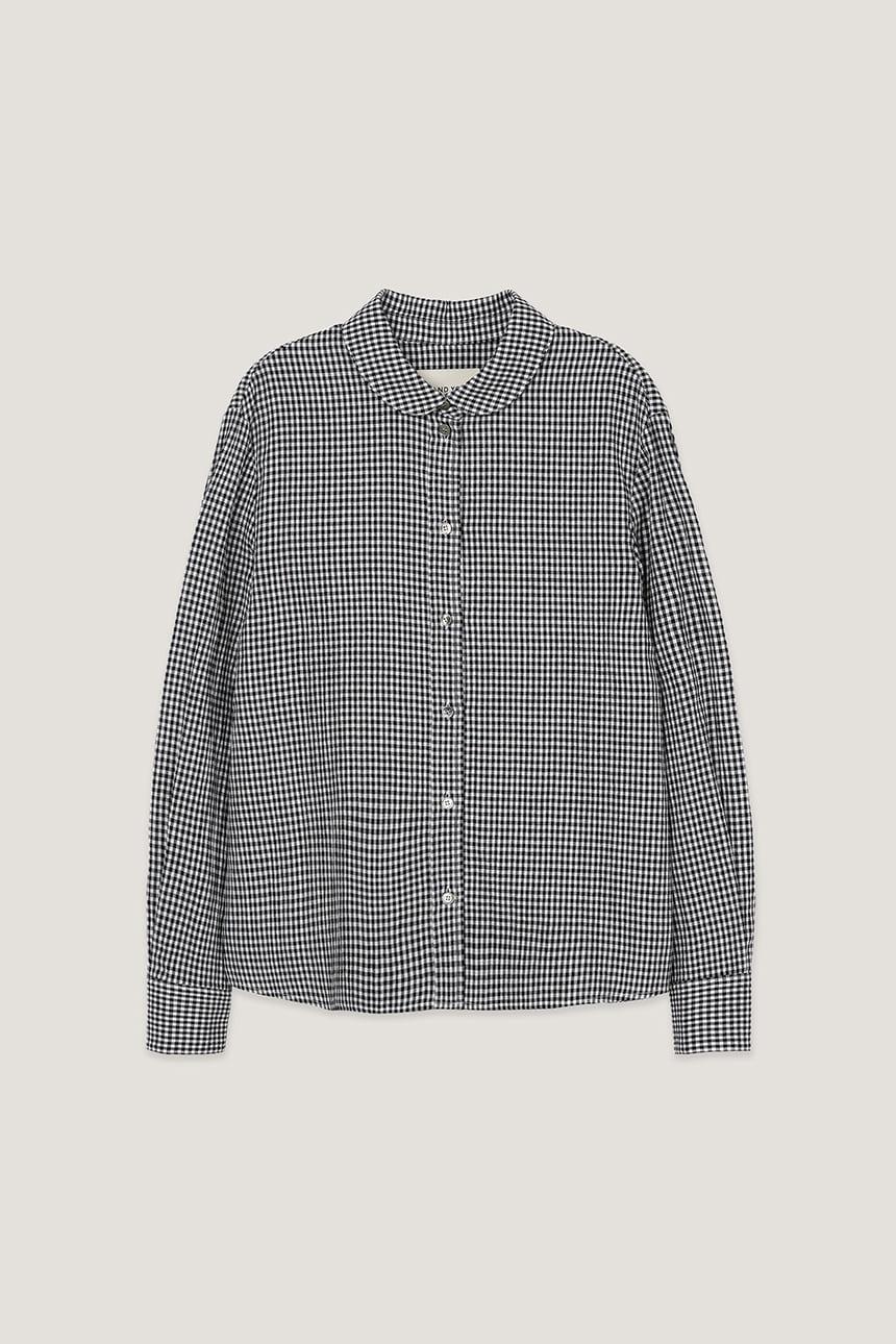 알스 라운드 카라 깅엄 체크 셔츠 (Black check)