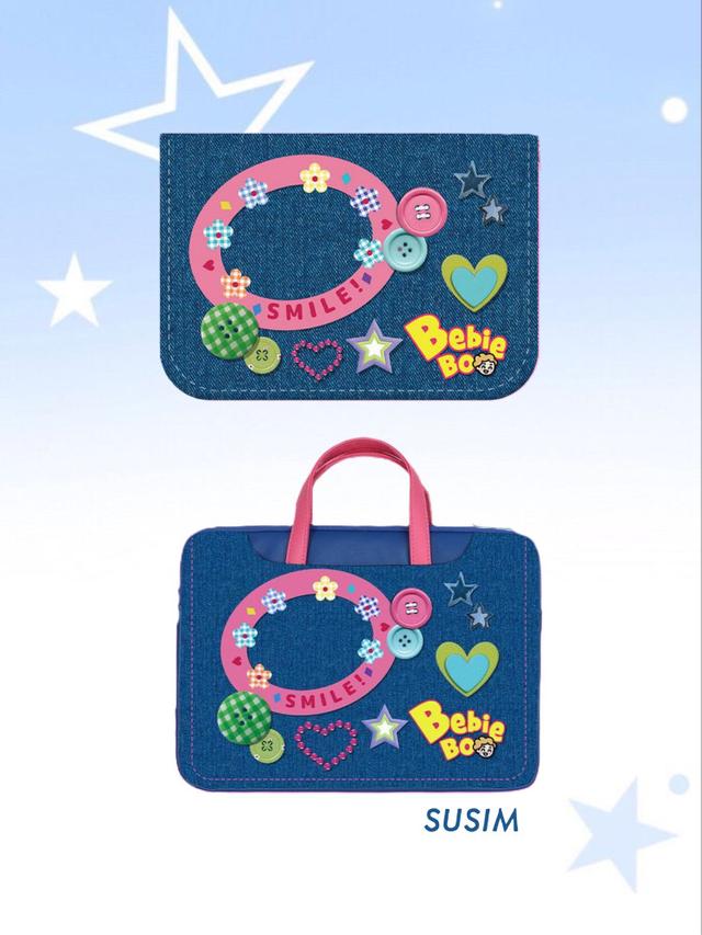 수심 Denim Laptop Pouch 데님 노트북 파우치 손잡이 가방 맥북 14 16인치