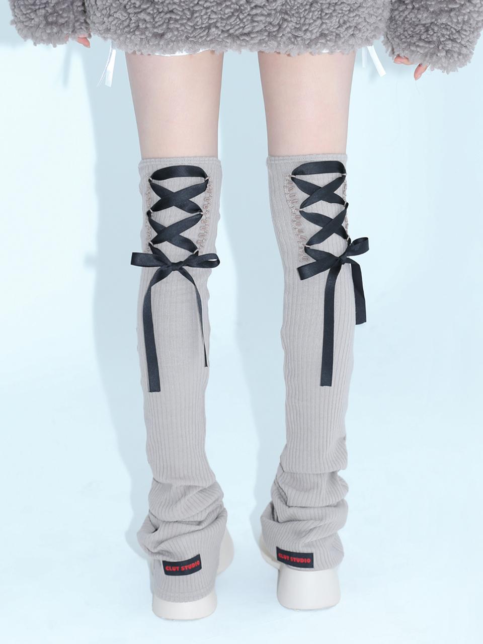 1 1 lace up leg warmer - BEIGE