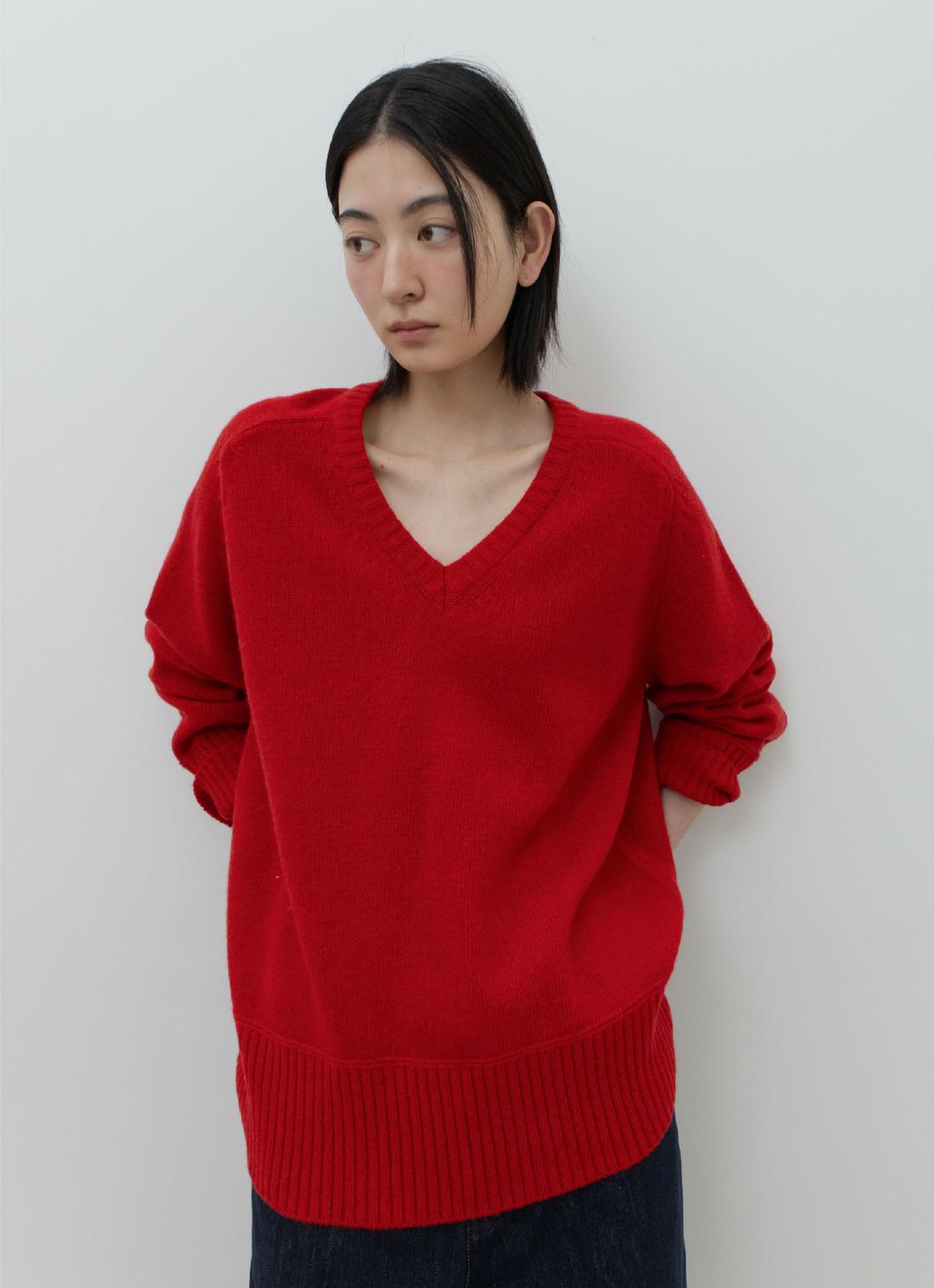 [12/05 예약배송] 25FW WOOL V-NECK SWEATER / RED