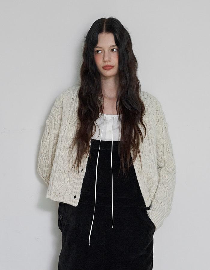 [2nd] Rhea pompom cardigan_ivory