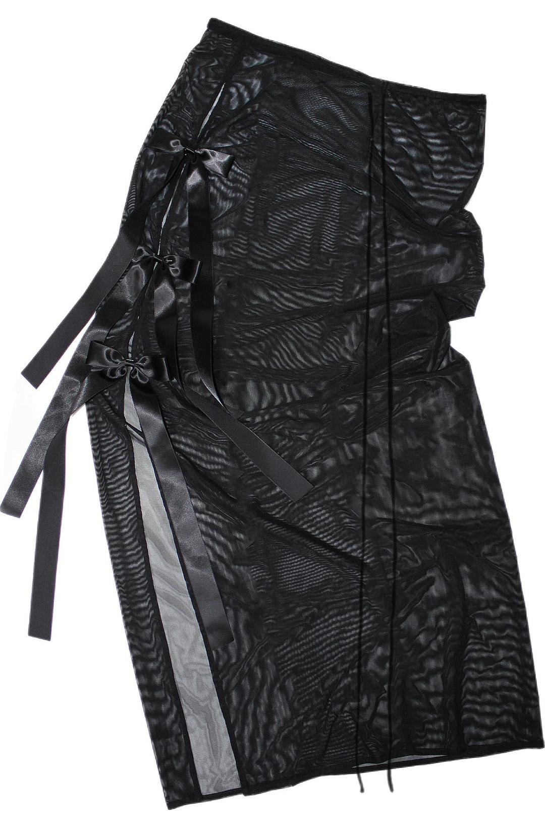 Ribbon side slit mesh skirt