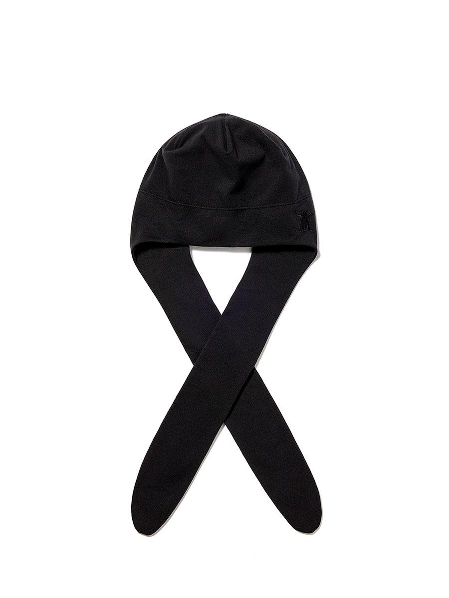 [OPEN YY] JERSEY EARFLAP BEANIE - BLACK