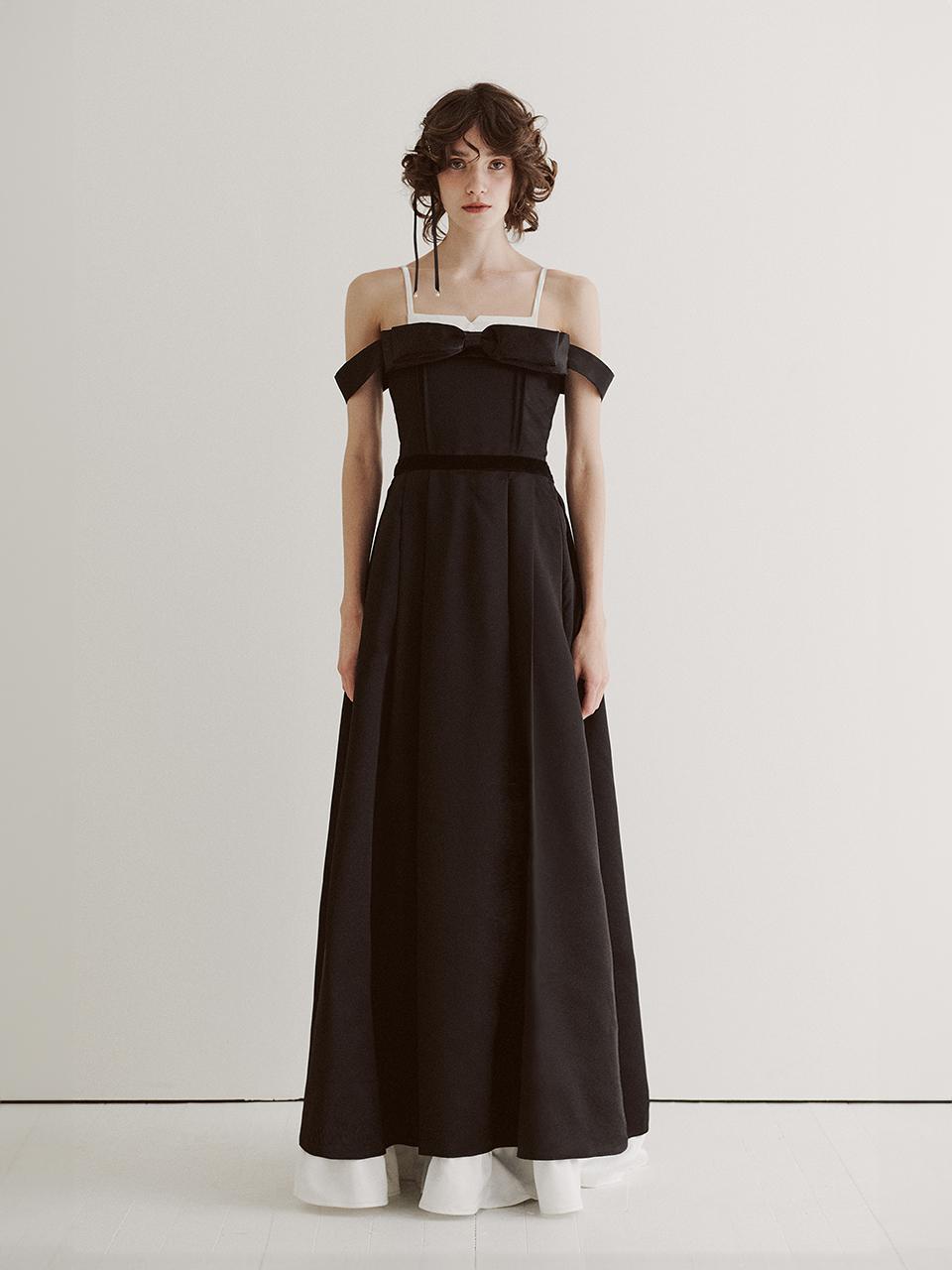 브라이덜 더블 리본 이브닝 드레스_블랙