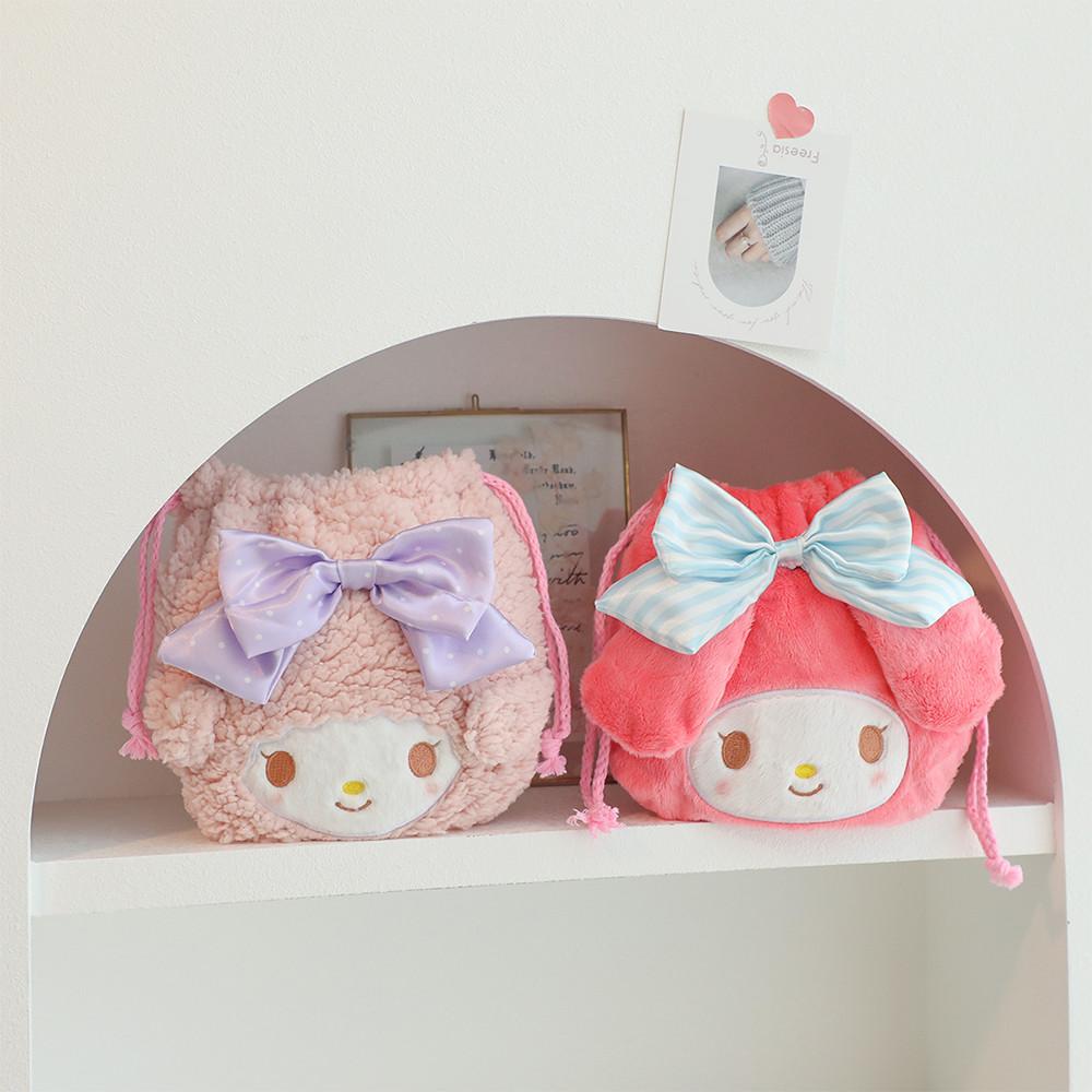 마이멜로디 파우치 산리오 마이스윗피아노 여행용 화장품 가방 미니 복조리백 양털 퍼