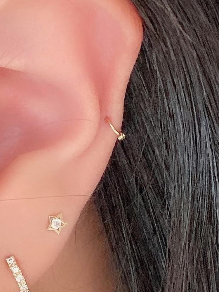 14k 미니 링 귀걸이 4mm, 5mm 귓바퀴 레이어드 이어링